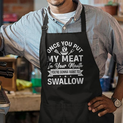 SANDJEST Funny Mens Aprons with Pockets for BBQ Grilling Cooking Grandpa Husband Apron for Birthday Christmas Father's Day