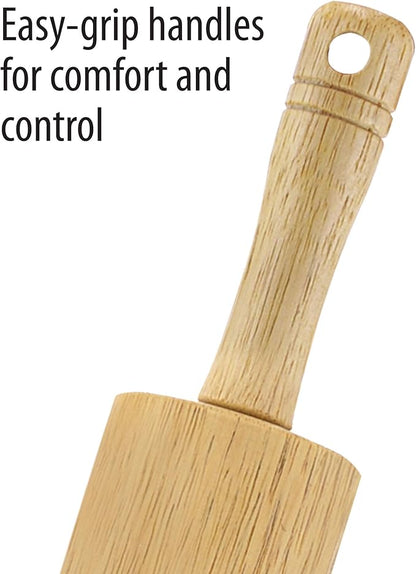 FARBERWARE Classic Wood Rolling Pin, 18-Inch Hardwood Dough Roller for Baking Pizza, Pies, Pastry and Cookies, Ergonomic Handles, Kitchen Essential - Image 4
