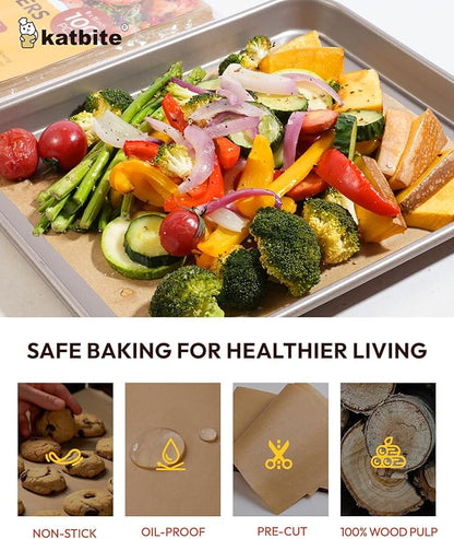 Katbite Air Fryer Disposable Paper Liners 100 Pcs, 9x11 Inch, Oil Resistant & Easy Clean, Non-stick Rectangular Paper Sheets Basket Liner for Toaster Oven Xl Air Fryer - Image 3