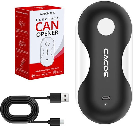 CACOE Automatic Smart Electric Can Opener with Auto Stop & USB-C Charging - Cordless Can Opener for Elderly and Arthritic Users for Seniors & Arthritis, Effortless One-Touch Open (black)