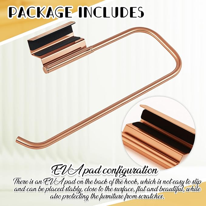 Yaocom 12.4 Inches Cabinet Door Paper Towel Holder Camper Under Sink No Drilling Paper Towel Storage and Dispenser for RV Kitchen Bathroom Laundry Room, Stainless Steel(Rose Gold,1 Pcs)