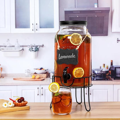 1.5 Gallon Glass Drink Dispensers for Parties, Ice Beverage Dispensers with Stand, Glass Water Dispenser with Spigot, Laundry Detergent Dispenser, Lemonade Dispenser - Image 3