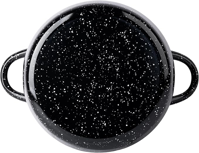EKCO EOS 8-Quart Speckled Stockpot with Glass Lid (Black) Soup Pot for All Ranges, Dishwasher & Oven Safe up to 350°F - Non-Reactive Enameled Interior Pot for Gumbo, Stew, Boil, Pasta, Chili - Image 4