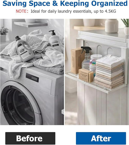 Magnetic Laundry Shelf for Washing Machine, Organize Laundry Essentials with Ease, Easy Install, Durable, 24-inch Adjustable Magnetic Storage Rack, White