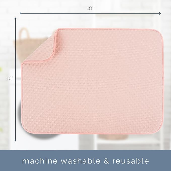 S&T INC. Dish Drying Mat XL, 18” x 24”, Absorbent Microfiber Kitchen Counter Mat, Drying Pad for Dishes, Utensils, Pots and Pans, Extra Large, Diamond Texture, Pink - Image 7