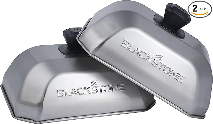 Blackstone 5207 Rectangle Basting Cover Small 2-Pack Griddle Accessories, Stainless Steel, Cheese Melting Dome and Steaming Cover, Best for Use on Flat Top Griddle Grill Cooking Indoor or Outdoor by Blackstone