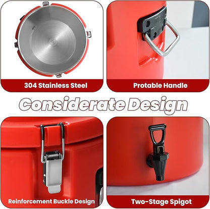 20L/5Gal Insulated Beverage Dispenser, Ice & Hot Drink Dispenser with Spout Spigot and Portable Handles,Thermal Hot and Cold Drink Server Dispenser for Restaurant Drink Shop