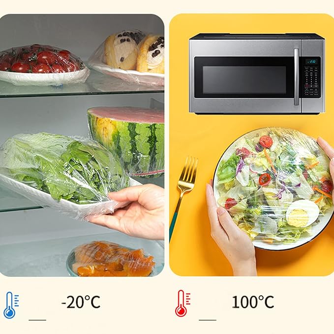 200PCS Plastic Elastic Bowl Covers Reusable,Food Storage Covers with Elastic Bowl Covers for Leftover, Plastic Covers for Bowls Fresh Keeping Bags for Family Outdoor Picnic (Thicken) - Image 4
