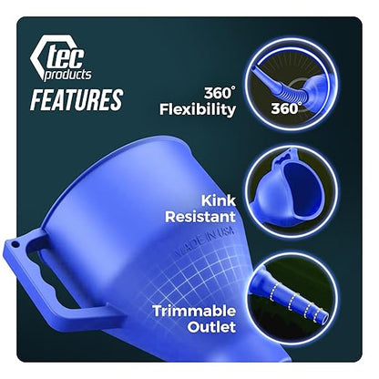 TEC Products FlexAll Long Flexible Funnels - Automotive Oil Funnel with Hose, Durable Nitrile Rubber for Oil Change, Transmission Funnel Fluid, Diesel, Fuel, Gas - Made in USA - Blue (12 x 4 Inches) - Image 5