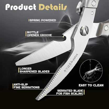 Huusk Kitchen Scissors Set, Poultry Shears Heavy Duty with Spring Loaded, Kitchen Meat Scissors All Purpose for Food, Chicken, Fish