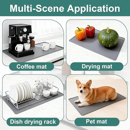 Silicone Coffee Mat, 24"X16" Heat-Resistant,Eco-friendly,Hygienic Drying Pad,Leak-Proof and Non-Slip,Removable Silicone Mat with Concave and Convex Design,（Gray 24X16） - Image 5