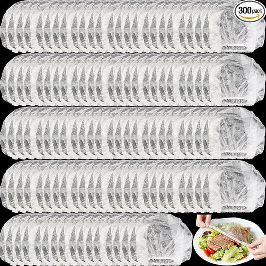 GXXMEI 300PCS Fresh Keeping Bags Food Covers Disposable Elastic Food Storage Covers, Plastic Sealing Elastic Stretch Adjustable Bowl Lids, Universal Kitchen Wrap Seal Bags for Cover Food by GXXMEI