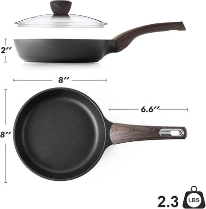 SENSARTE Nonstick Frying Pan Skillet with Lid, 8inch Non Stick Pan Omelette Pans, Healthy Kitchen Cooking Chef's Pan with Cover, Free of Intentionally Added PFOA/PFOS, Induction Compatible, Black - Image 9