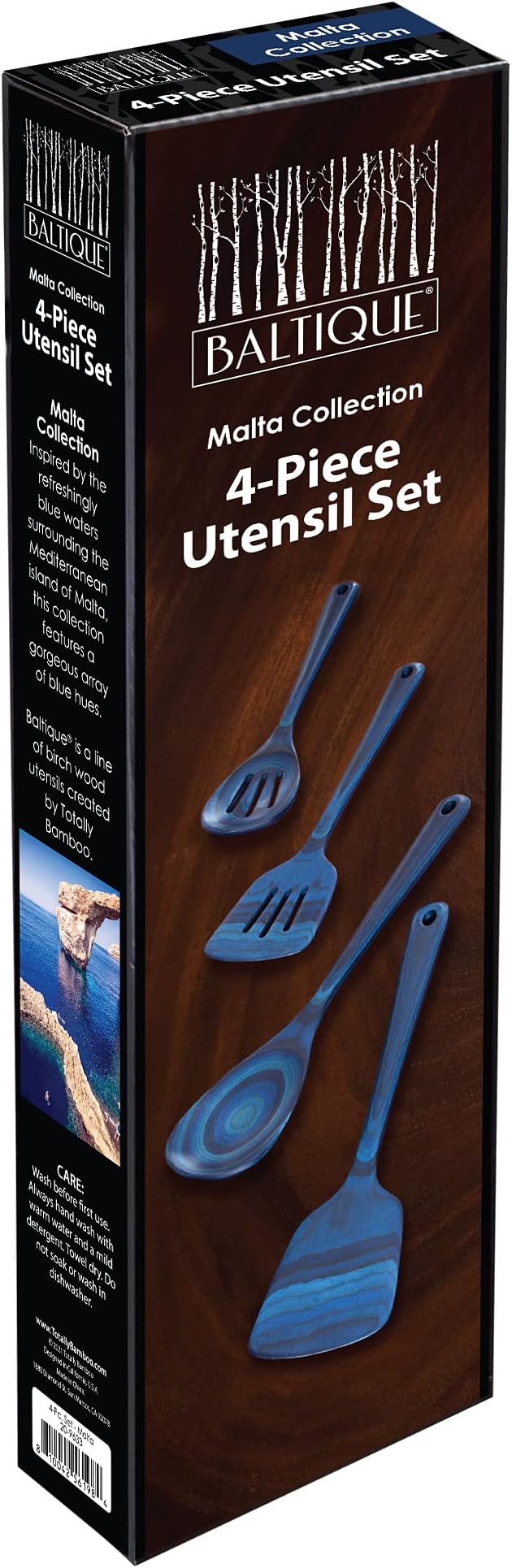 Totally Bamboo Baltique Malta Collection 4 Piece Cooking Utensil Set, Ready for Nonstick
