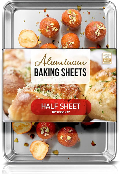 Eatex Aluminum Baking Sheet, Steel Cookie Sheet, 18” x 13” Half Sheet Baking Pan, Warp Resistant Cookie Sheets for Baking Nonstick, Baking Sheets for Oven, Durable BPA-Free Half Sheet Pans for Baking by Eatex