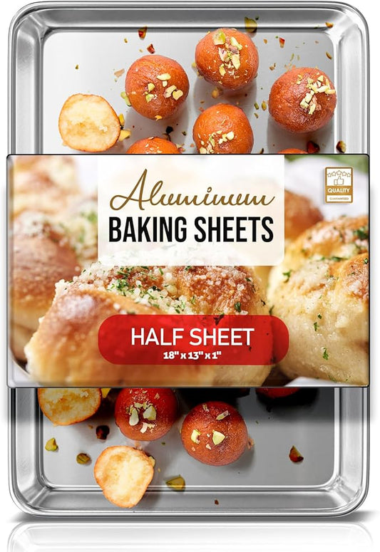 Eatex Aluminum Baking Sheet, Steel Cookie Sheet, 18” x 13” Half Sheet Baking Pan, Warp Resistant Cookie Sheets for Baking Nonstick, Baking Sheets for Oven, Durable BPA-Free Half Sheet Pans for Baking by Eatex