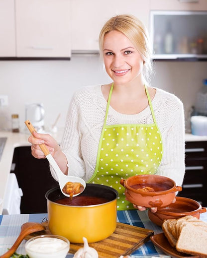 Pack of 2 Soup Ladle, Silicone Ladle Spoon with Wooden Handle, Large Non Stick High Heat Resistant Kitchen Utensils for Cooking, Stirring, Serving Soups(BLACK-WHITE)