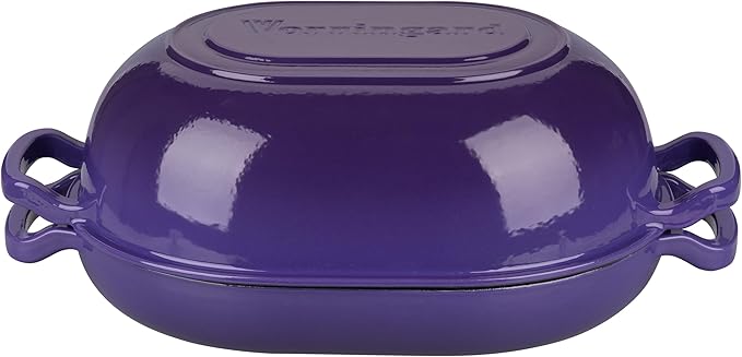 VORRINGARD Enameled Cast Iron Sourdough Bread Oven, Dutch Oven, Loaf Cast Iron Bread Pan for Homemade Bread Baking, Meatloaf Pan with Lid, 7QT, Purple - Image 7
