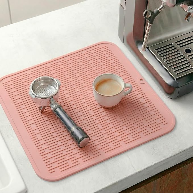 MicoYang Silicone Dish Drying Mat for Multiple Usage,Easy clean,Eco-friendly,Heat-resistant Silicone Mat for Kitchen Counter or Sink,Refrigerator or Drawer Liner Pink XL 18 inches x 16 inches - Image 8