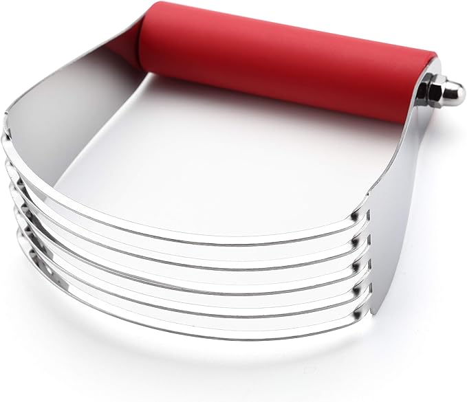 Spring Chef Large Red Dough Blender For Baking, Professional Heavy Duty Dough Cutter Tool with Thick Blades, Stainless Steel Puff Pastry Cutter Tool, Dishwasher Safe Pastry Blender for Easy Mixing by SpringChef