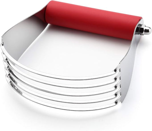 Spring Chef Large Red Dough Blender For Baking, Professional Heavy Duty Dough Cutter Tool with Thick Blades, Stainless Steel Puff Pastry Cutter Tool, Dishwasher Safe Pastry Blender for Easy Mixing by SpringChef