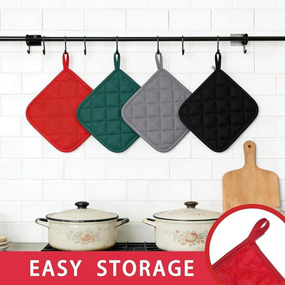 4 Pack Pot Holders for Kitchen Clearance Oven Potholders Sets for Kitchens Hot Pads for Kitchen Countertops Heat Resistant Red - Image 5