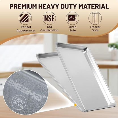 BIEAMA 6 Pack 15" × 21" Baking Sheet Pan Aluminum Commercial cookie sheets for baking - Image 3
