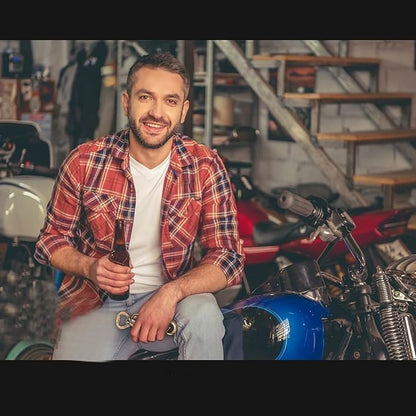 Motorcycle Beer Gifts for Men, Vintage Motorcycle Bottle Opener with Wrapping Paper for Bar Party, Unique Fathers Day Birthday Christmas Gift for Him Dad Grandpa Husband Boyfriend