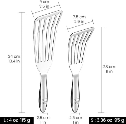 Stainless Steel Fish Spatula Set – 1 Large Fish Turner + 1 Small Metal Spatula, Ultra-Thin Edge for Easy Turning & Flipping, Metal Kitchen Utensils with Ergonomic Non-Slip Handle, Dishwasher Safe - Image 9