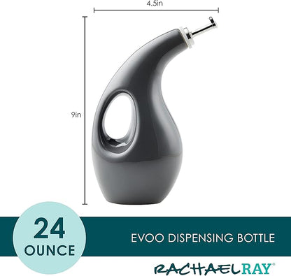 Rachael Ray 48465 Ceramic EVOO Oil and Vinegar Dispensing Bottle with Spout, 24 Ounce - Dark Gray - Image 2