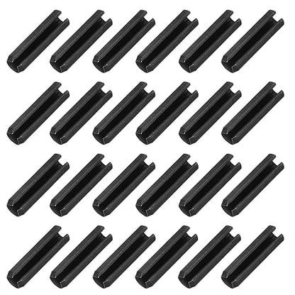 MECCANIXITY 25Pcs Slotted Split Roll Pins 3/10 Inch(8mm) Dia. 1-1/5 Inch(30mm) Length 65Mn Steel Spring Tension Expansion Dowels for Secure Fastening, Black