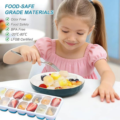 Ice Cube Tray with Lid, Easy-Release, Flexible, Ice Cube Tray, Spill-Resistant, for Freezer, Cocktail, Drinks, Coffee, 2 Pack 28 Pcs, Pink, 1.1x2.8x7.2 in - Image 7