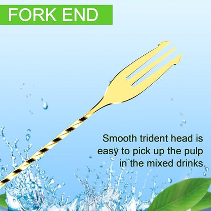 BRIOUT 2 Pcs Bar Spoon, 12 Inches Long Handle Drink Stirrer, Stainless Steel Bar Cocktail Mixing Spoons with Double Ended Design for Stirring, Gold - Image 5