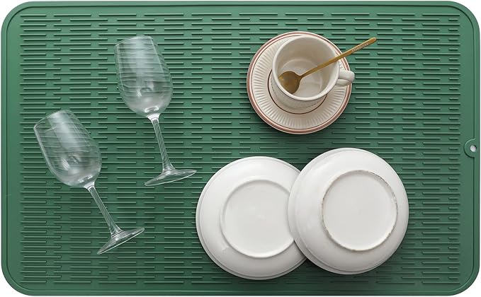 MicoYang Silicone Dish Drying Mat for Multiple Usage,Easy clean,Eco-friendly,Heat-resistant Silicone Mat for Kitchen Counter or Sink,Refrigerator or Drawer Liner Green 3XL 28 inches x 18 inches - Image 7