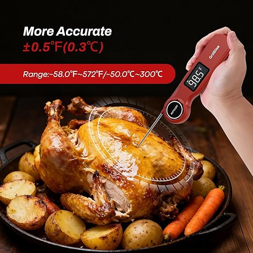 Instant Read Meat Thermometer, GrillBliss USB-C Rechargeable Digital Food Thermometer with 0.5s Fast Read & ±0.5℉ Accuracy, VA LCD Display, Cooking Thermometer for BBQ, Grill, Candy, Brewing - Image 3