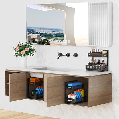 Petiza Under Sink Organizer Pull Out Cabinet Organizer Adjustable Height 2 Tier with Sliding Drawers Kitchen Bathroom Organizer and Storage(1pc) - Image 7