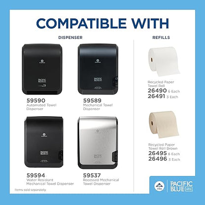 Pacific Blue Ultra 8" High-Capacity Mechanical Paper Towel Dispenser by GP PRO (Georgia-Pacific), Black, 59589, 12.9" W x 9" D x 16" H, 1 Dispenser - Image 7