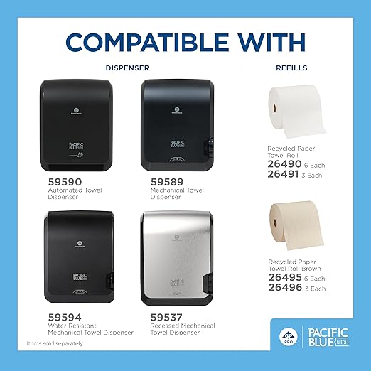 Pacific Blue Ultra 8" High-Capacity Automated Touchless Paper Towel Dispenser by GP PRO (Georgia-Pacific); Black; 59590; 12.9" W x 9" D x 16" H; 1 Dispenser - Image 5