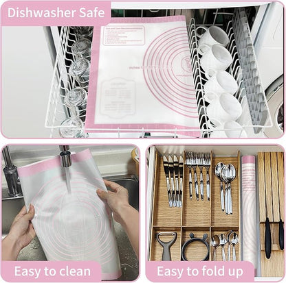 Non-stick Silicone Pastry Mat, Extra Large Baking Mat for Cookie Bread Pizza Pie Crust, Silicone Dough Mat for Rolling, Non-slip& Heat Resistant - Image 5