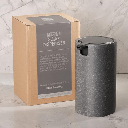 LINE+ARC Modern Easy-to-Press Soap Dispenser (Slate). No-Rust Cute Bathroom Gray Marble Kitchen Sink Ergonomic Liquid Lotion Shampoo Conditioner - Image 6