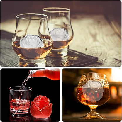 Ice Cube Tray, Mikiwon 2 inch Rose Ice Cube Trays With Covers, 6 Cavity Silicone Rose Ice Ball Maker, Easy Release Large Ice Cube Form for Chilled Cocktails, Whiskey, Bourbon & Homemade Juice Black - Image 7
