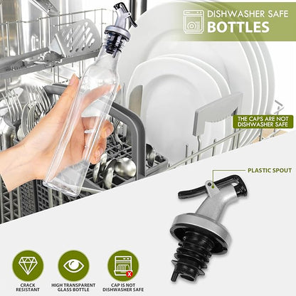 YEBODA 8oz Clear Glass Olive Oil Dispenser Bottles, and Vinegar Cruet Bottle Includes Pourers, Funnel Labels, Cooking Container for Kitchen 6 Pack - Image 7