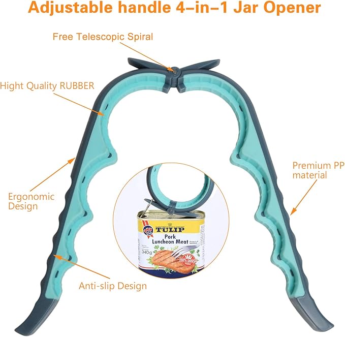 Jar Opener, 5 in 1 Multi Function Can Opener Bottle Opener Kit with Silicone Handle Easy to Use for Children, Elderly and Arthritis Sufferers (New blue) - Image 6