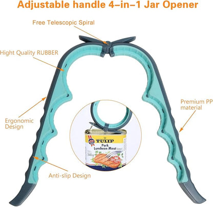 Jar Opener, 5 in 1 Multi Function Can Opener Bottle Opener Kit with Silicone Handle Easy to Use for Children, Elderly and Arthritis Sufferers (New blue) - Image 6