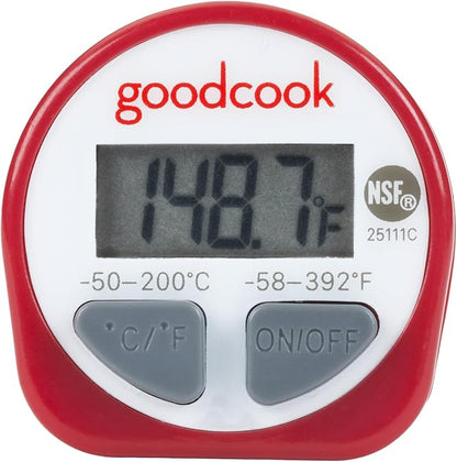 GoodCook Everyday Digital Food Thermometer Instant Read with Stainless Steel Probe, Fahrenheit & Celsius Display & Includes Storage Sleeve, Red - Image 2