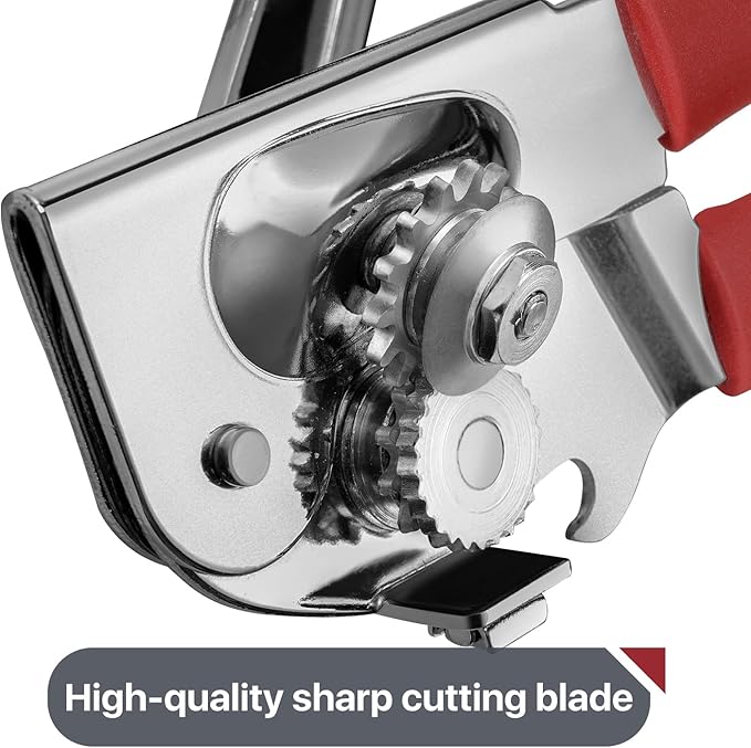Commercial Can Opener, UHIYEE Hand Crank Can Opener Manual Heavy Duty with Comfortable Extra-long Handles, Oversized Knob, Large Handheld Can Open Easy for Big Cans, Red - Image 3