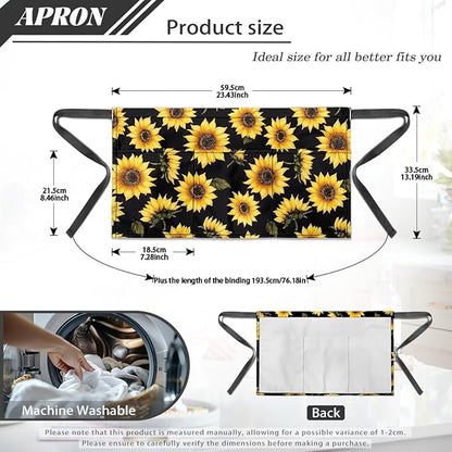 Server Apron with 3 Pockets, Waterproof Oil Waitress Waiter Half Apron for Restaurant Hotel Kitchen Cafe