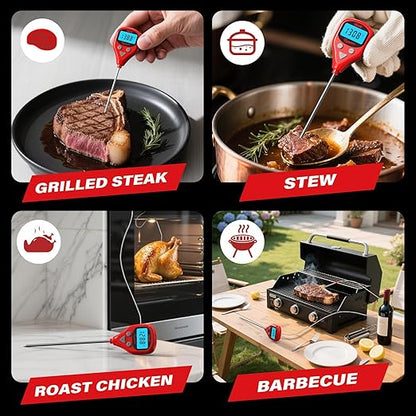 AWLKIM Digital Meat Thermometer with 40-Inch Leave-in External Probe, Rechargeable Instant Read Food Thermometer for Grill BBQ Smoker Oven Kitchen, IP67 Waterproof, Audible Alarm & Hold Function - Image 7