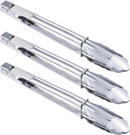 HINMAY Stainless Steel Serving Tongs Grilling Tongs for Cooking Camping Barbecue (12-Inch 3 Pieces) by HINMAY