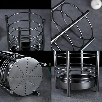 Black Kitchen Utensil Holder for Kitchen Counter, Stainless Steel Utensil Crocks, Black Titanium Coating Utensil Storage Caddy Organizer, Cooking Utensil Holder, Easy Cleaning (Black/7.4''x5.2'') - Image 7